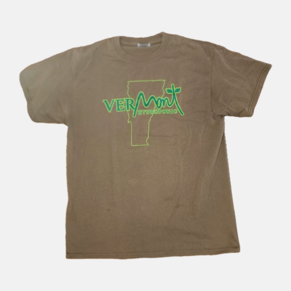 Brown Vermont Hydroponics Tomato USA T-Shirt - 50/50 Fabric - Sz Large